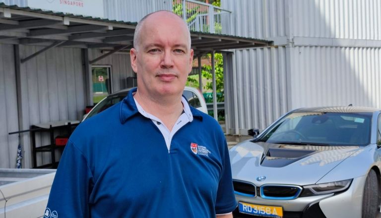 Mr Niels De Boer at the CETRAN Test Track, with the BMW i8 (1)
